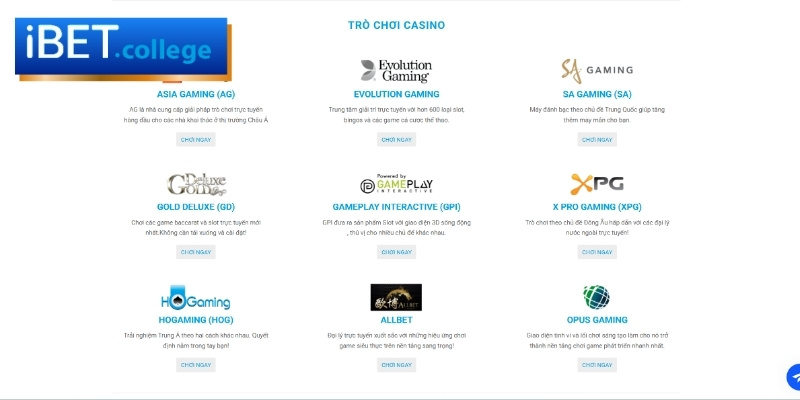 Casino iBet trải nghiệm sòng bài đẳng cấp