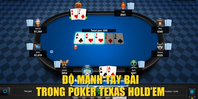 Độ mạnh tay bài trong Poker Texas Hold’em