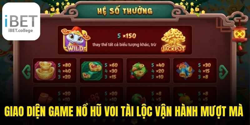 Giao diện game nổ hũ Voi Tài Lộc vận hành mượt mà trên điện thoại